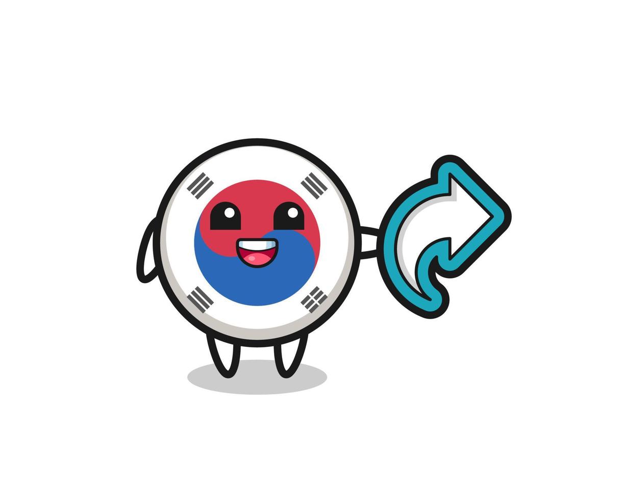 cute south korea flag hold social media share symbol vector