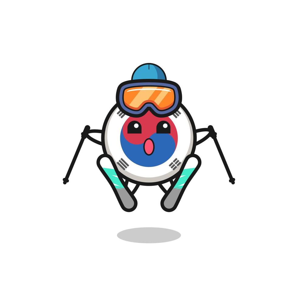 south korea flag mascot character as a ski player vector