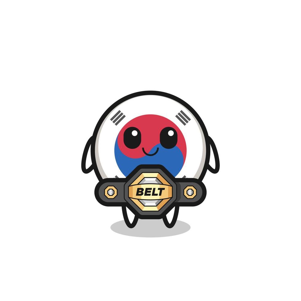 the MMA fighter south korea flag mascot with a belt vector