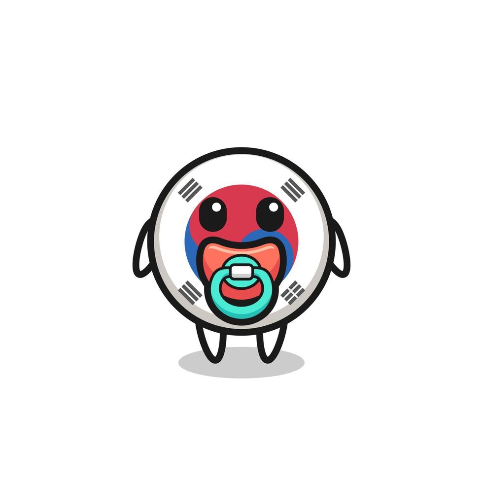 baby south korea flag cartoon character with pacifier vector
