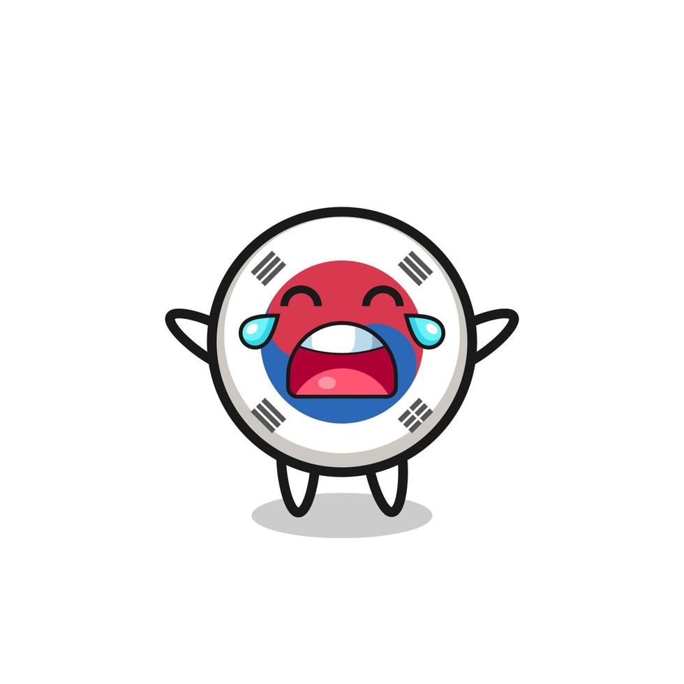 the illustration of crying south korea flag cute baby vector