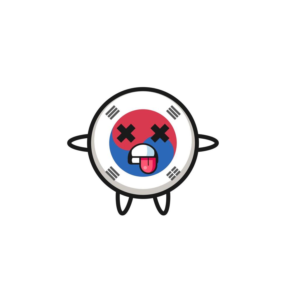 character of the cute south korea flag with dead pose vector