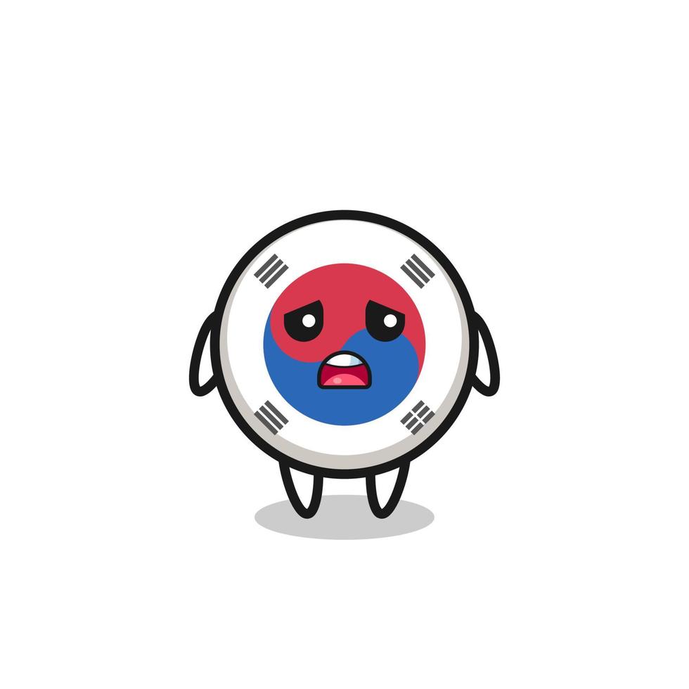 disappointed expression of the south korea flag cartoon vector