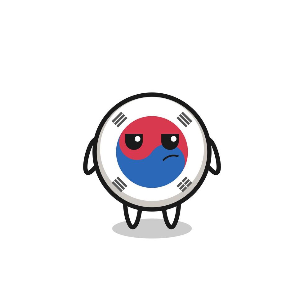 cute south korea flag character with suspicious expression vector