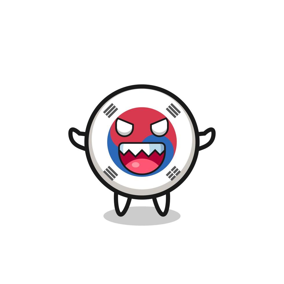 ilustración del malvado personaje de la mascota de la bandera de corea del sur vector