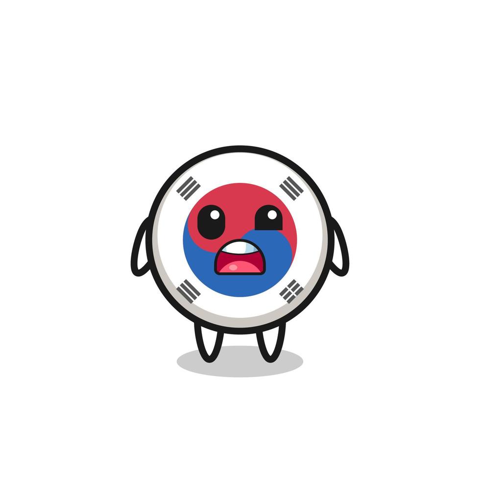 the shocked face of the cute south korea flag mascot vector