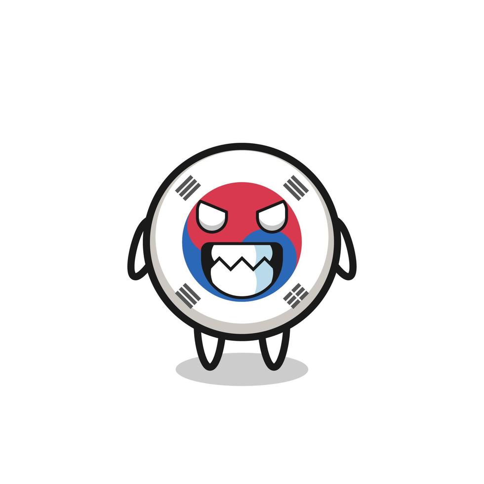 evil expression of the south korea flag cute mascot character vector