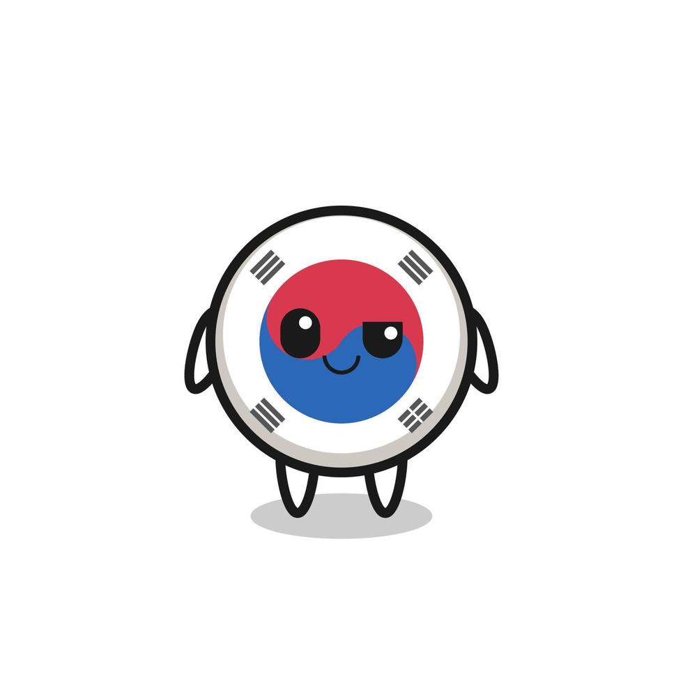 south korea flag cartoon with an arrogant expression vector