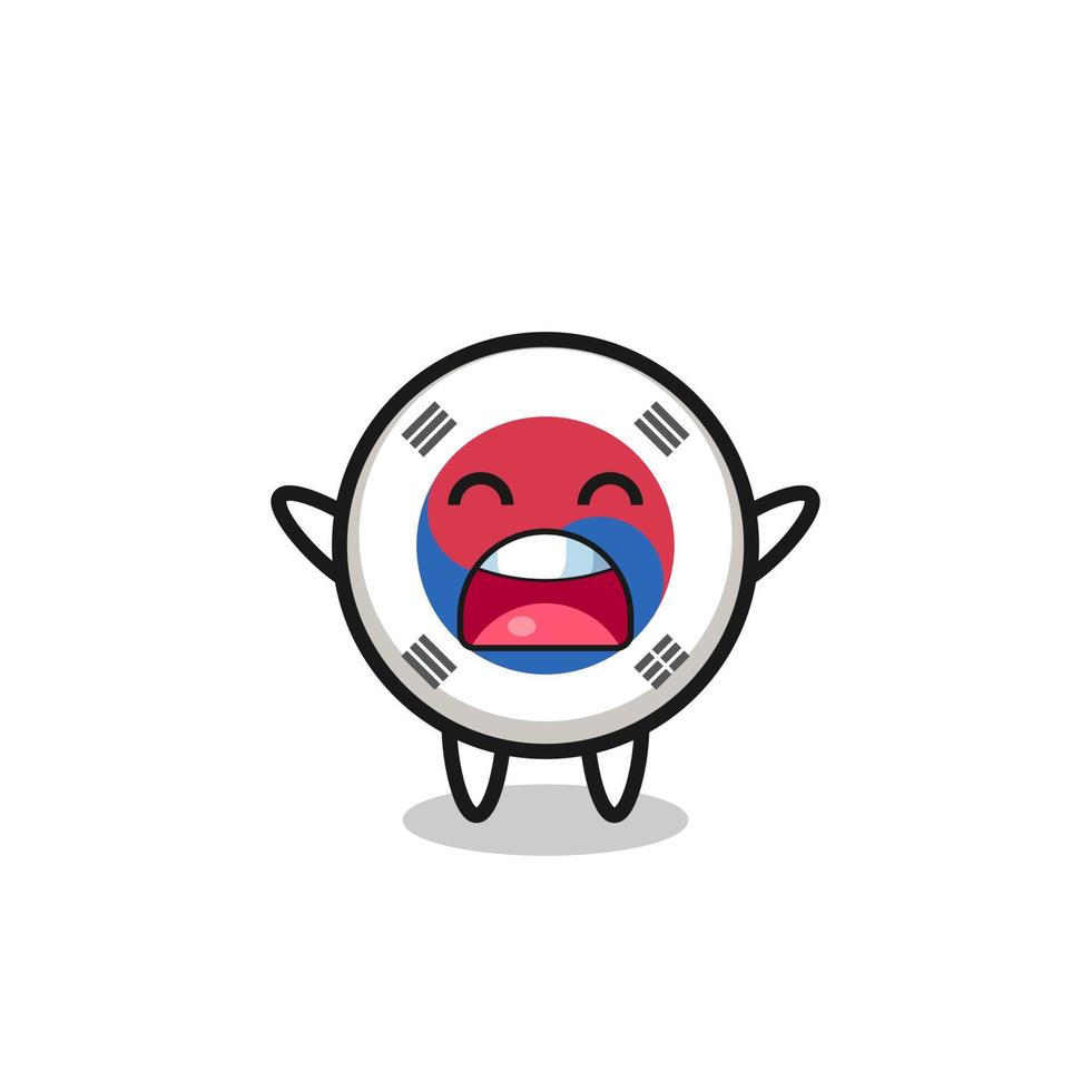 cute south korea flag mascot with a yawn expression vector