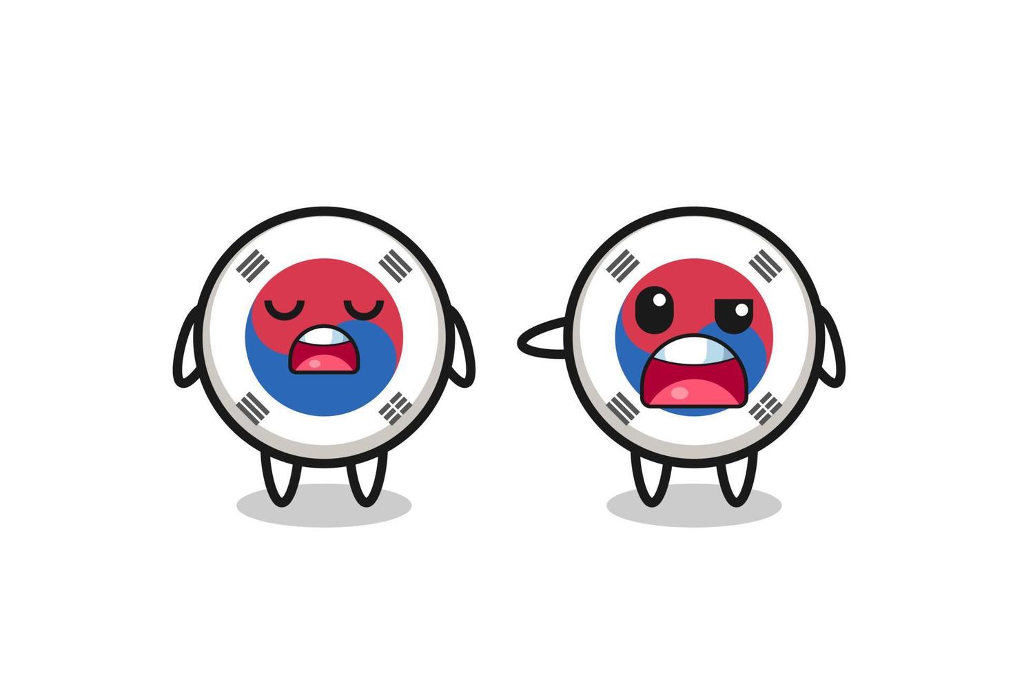 illustration of the argue between two cute south korea flag characters vector