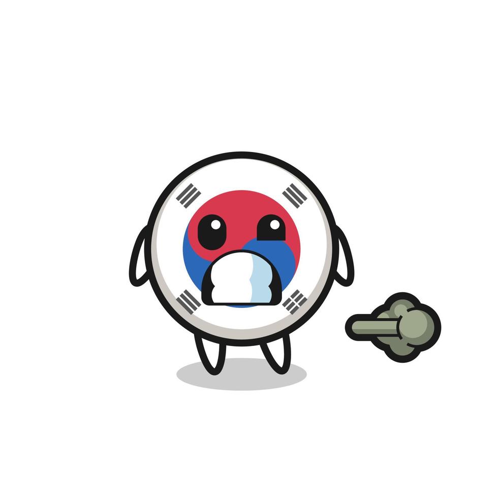 the illustration of the south korea flag cartoon doing fart vector
