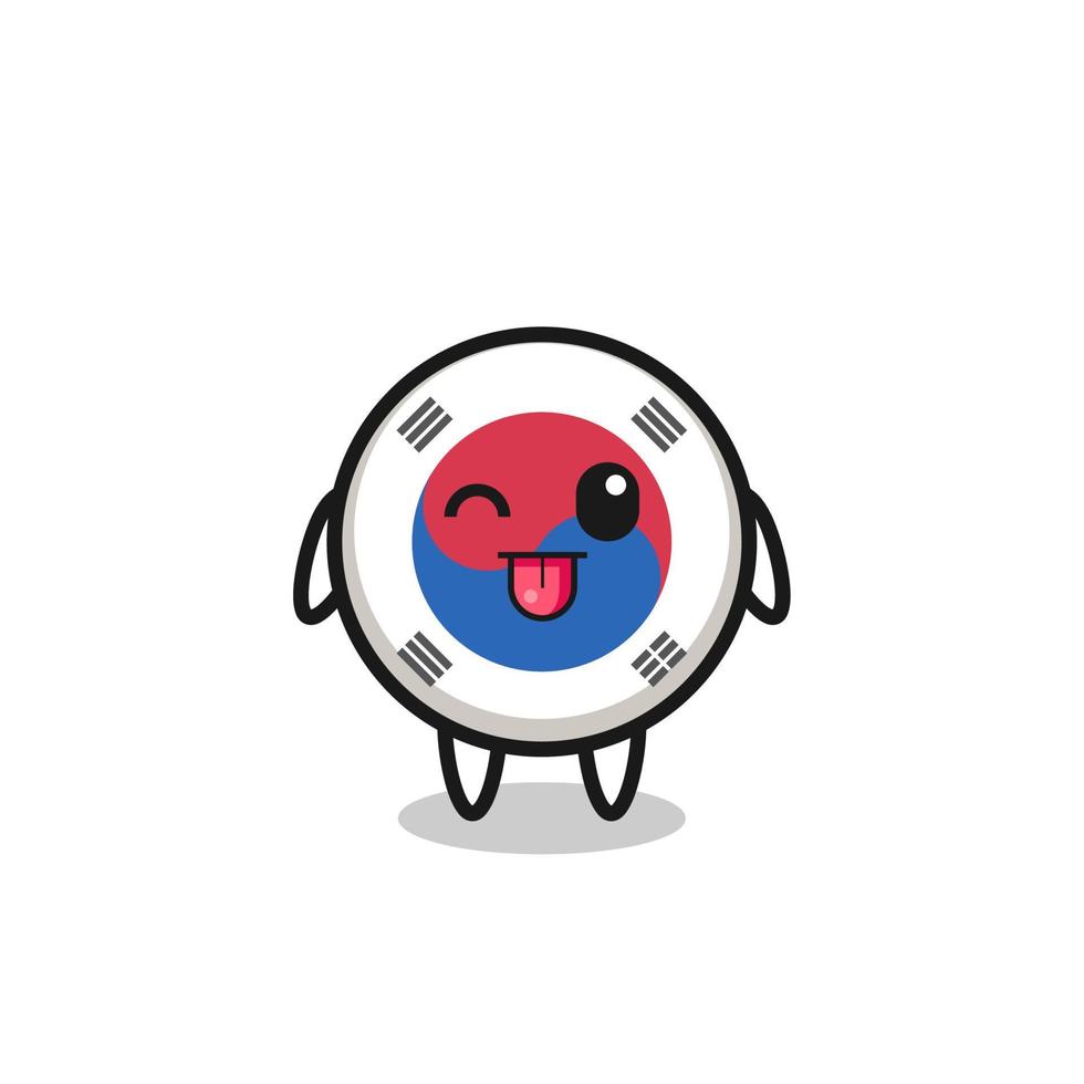 cute south korea flag character in sweet expression while sticking out her tongue vector