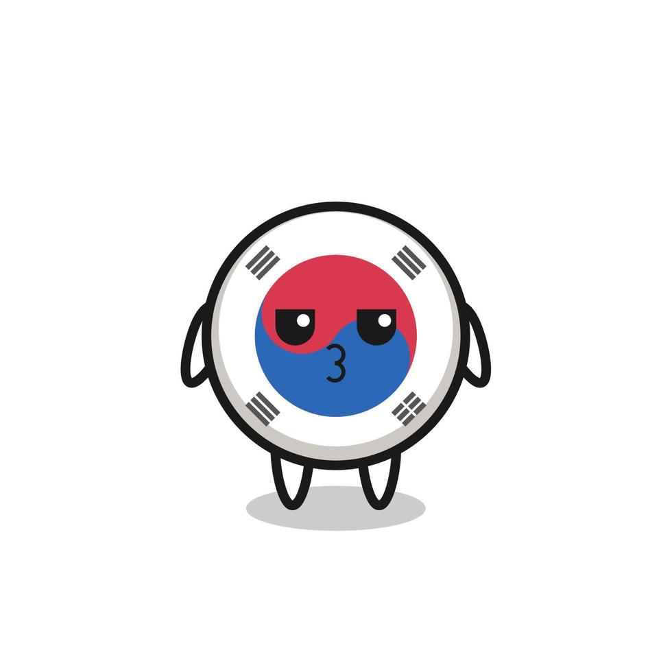 the bored expression of cute south korea flag characters vector