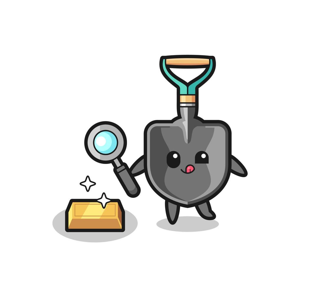 shovel character is checking the authenticity of the gold bullion vector