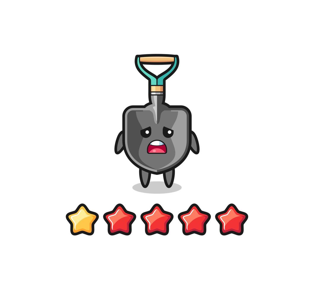 the illustration of customer bad rating, shovel cute character with 1 star vector