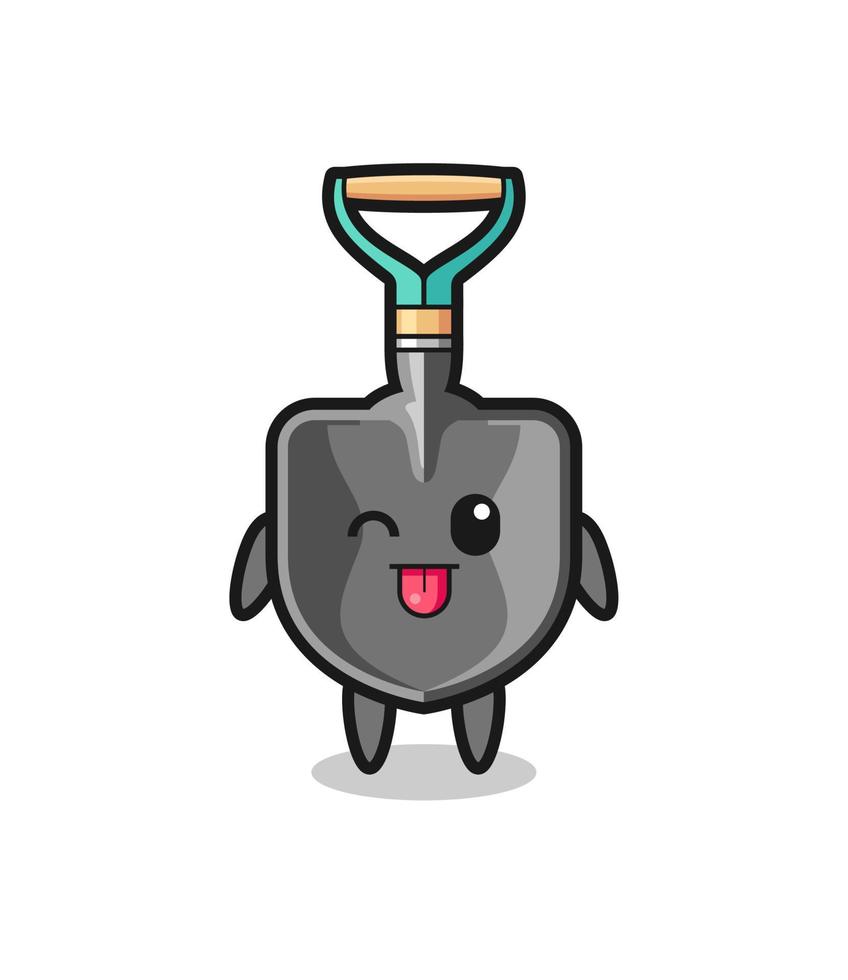 cute shovel character in sweet expression while sticking out her tongue vector