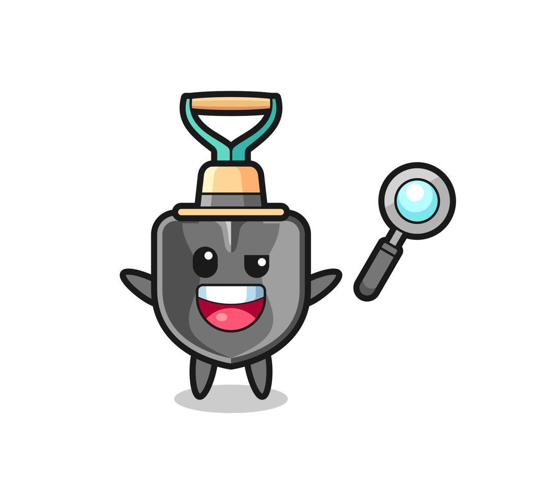 illustration of the shovel mascot as a detective who manages to solve a case vector