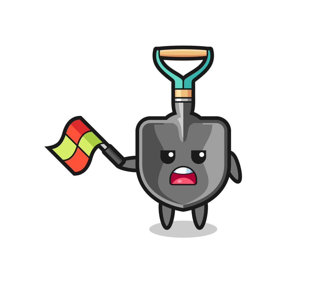 shovel cartoon as the line judge hold the flag up at a 45 degree angle vector