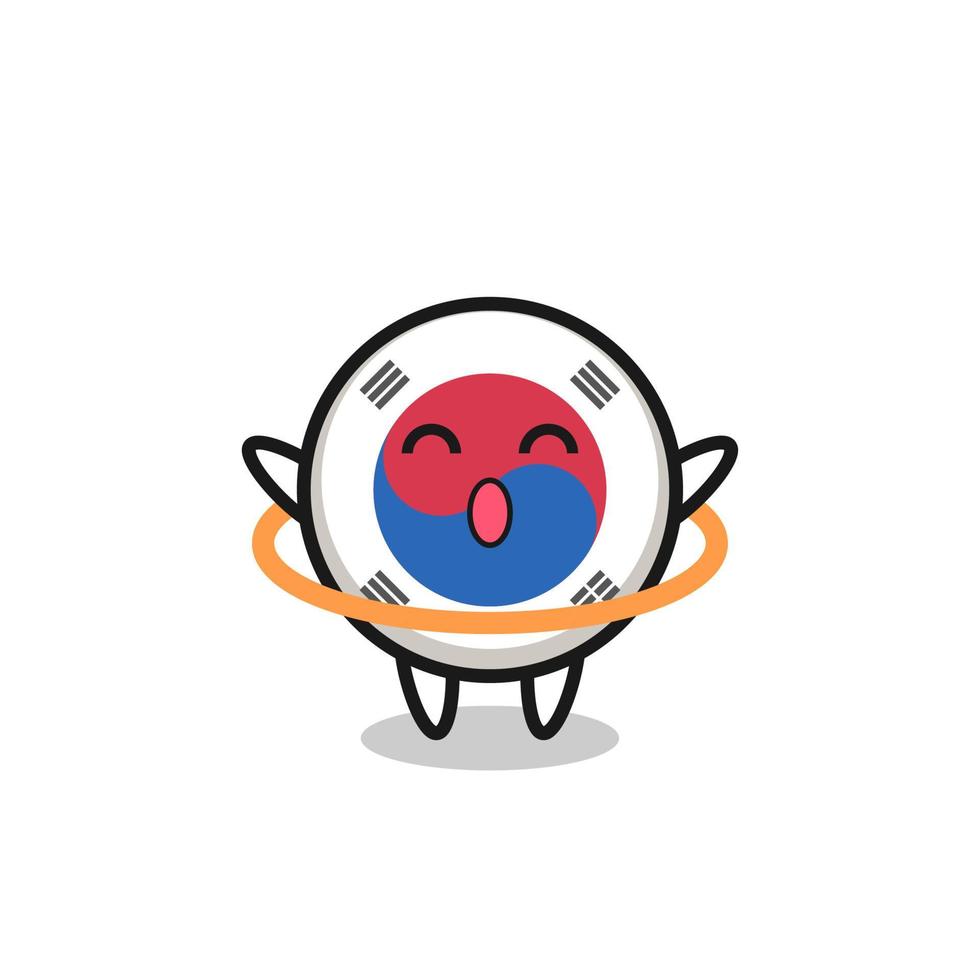 cute south korea flag cartoon is playing hula hoop vector