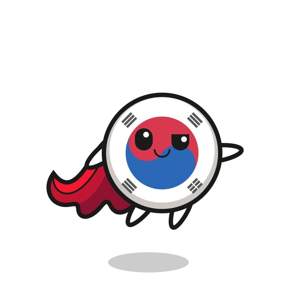 cute south korea flag superhero character is flying vector