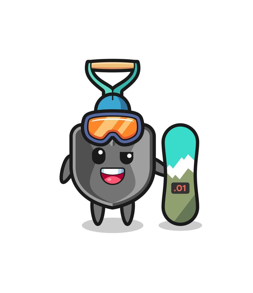 Illustration of shovel character with snowboarding style vector