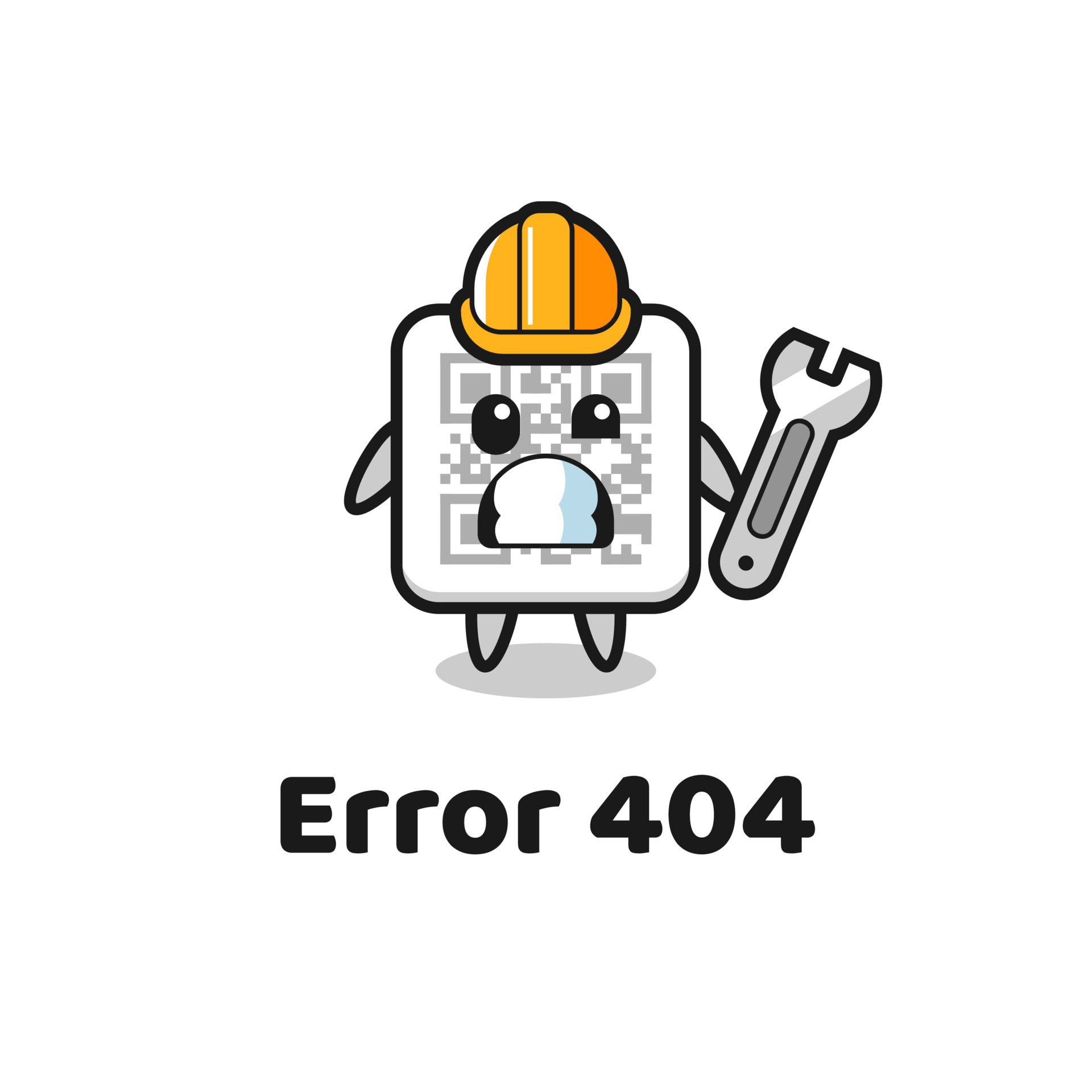 Error 404 With The Cute Qr Code Mascot Vector Art At Vecteezy