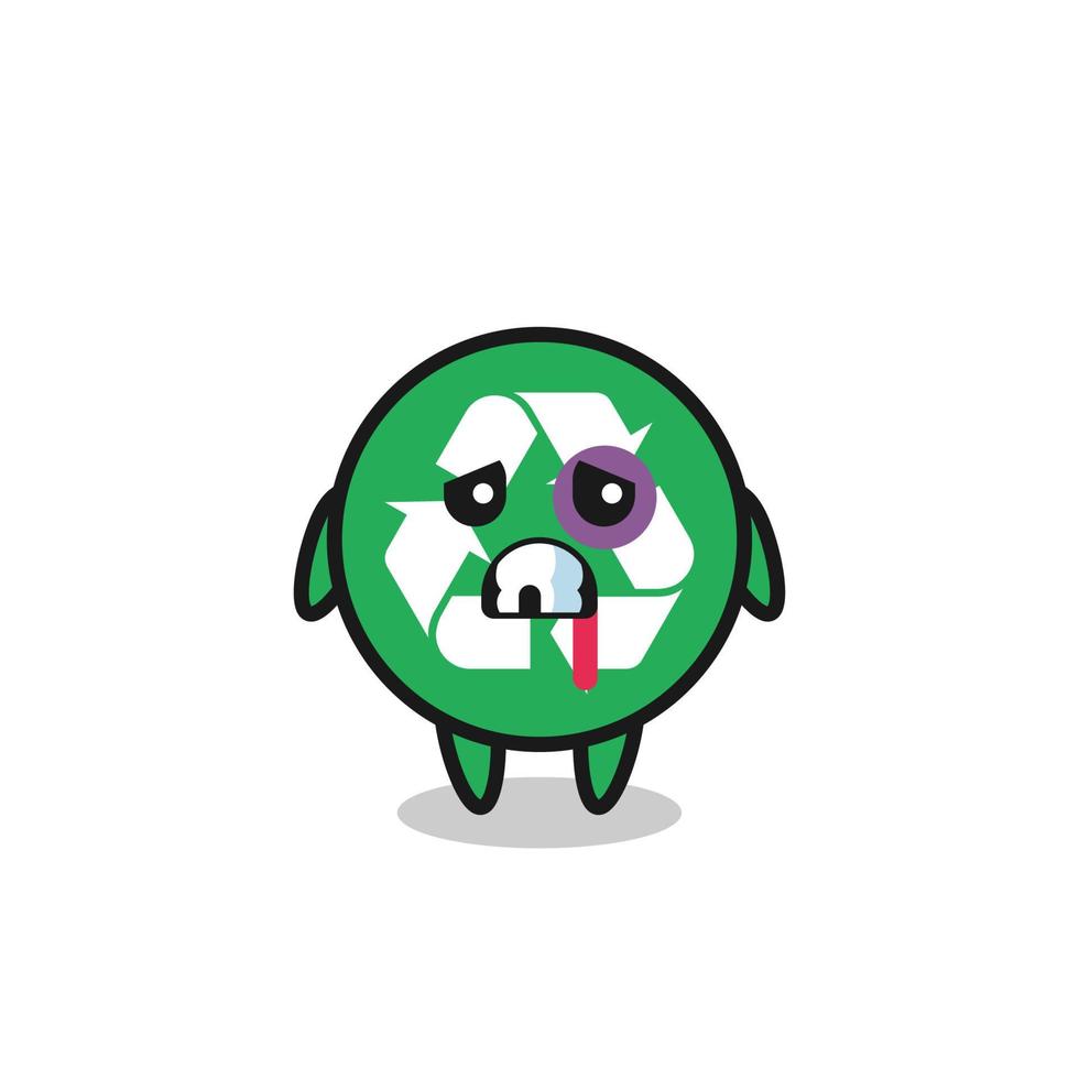 injured recycling character with a bruised face vector