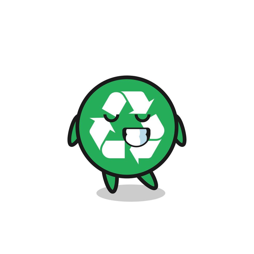 recycling cartoon illustration with a shy expression vector