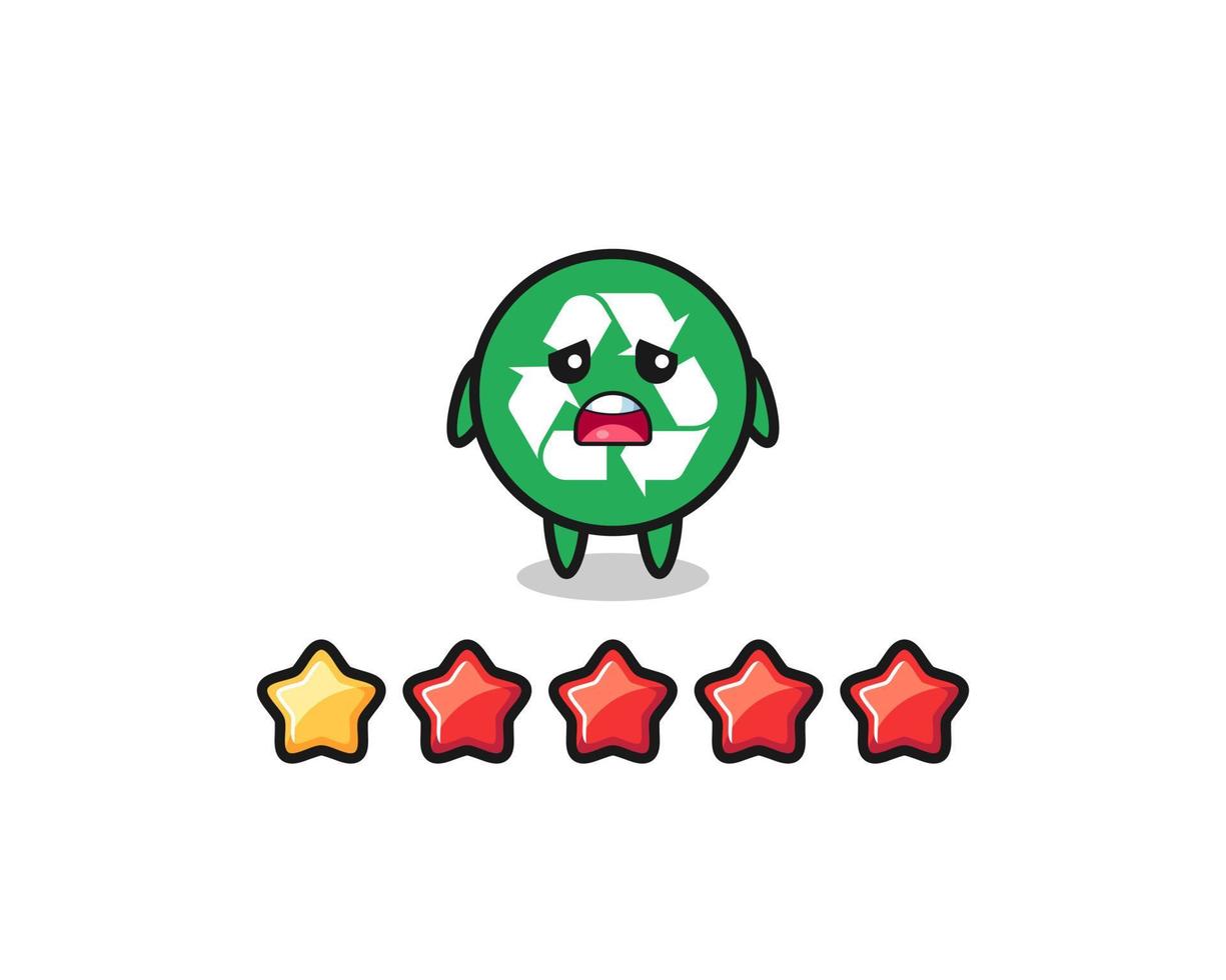 the illustration of customer bad rating, recycling cute character with 1 star vector