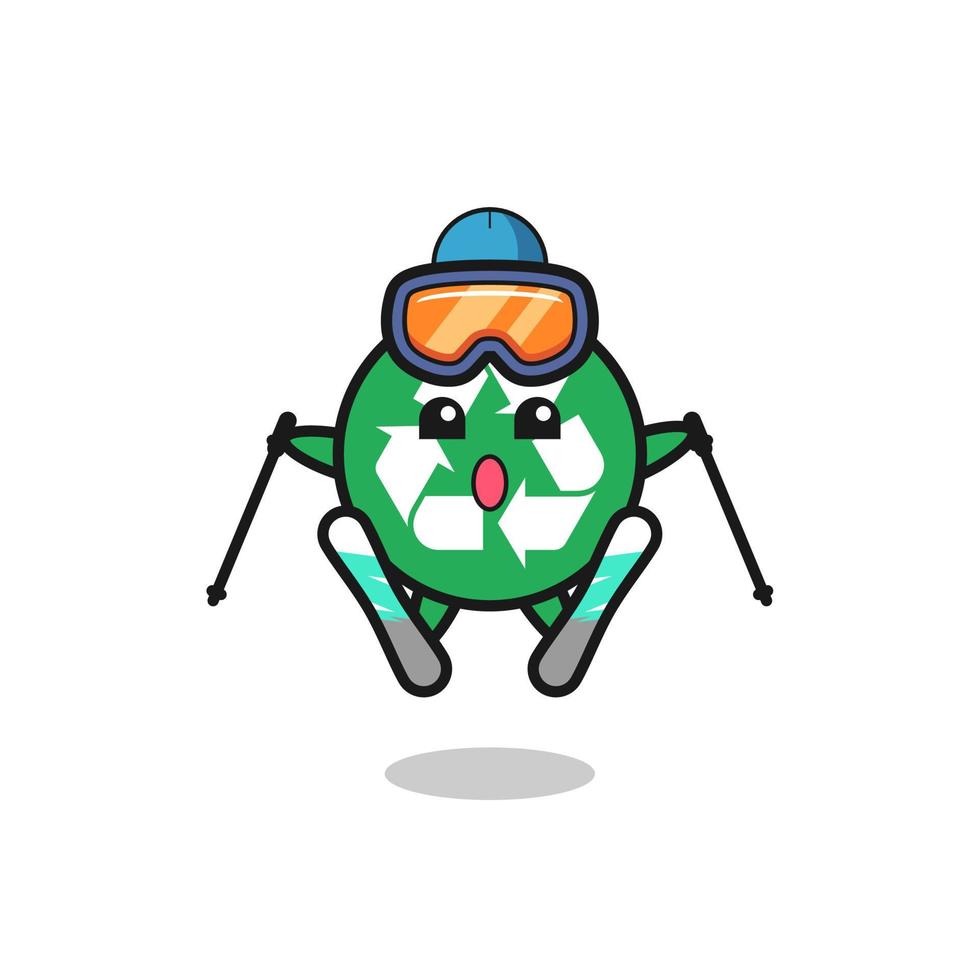 recycling mascot character as a ski player vector