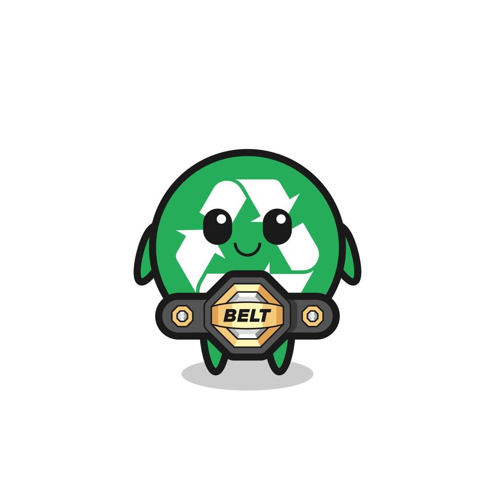 the MMA fighter recycling mascot with a belt vector
