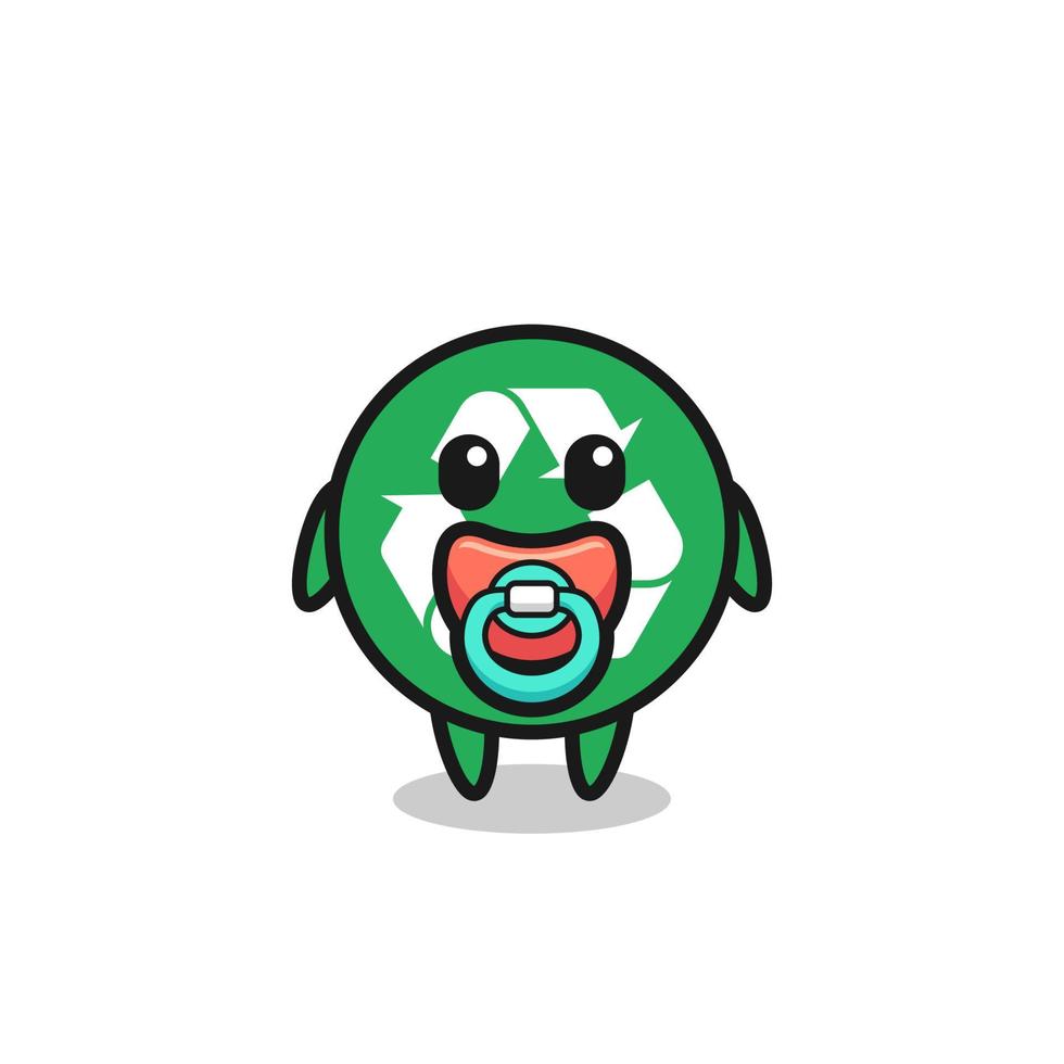 baby recycling cartoon character with pacifier vector