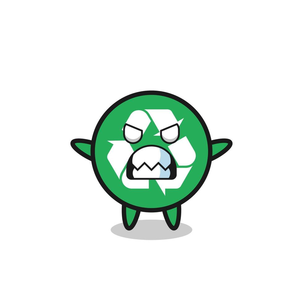 wrathful expression of the recycling mascot character vector