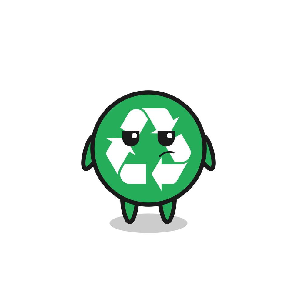 cute recycling character with suspicious expression vector