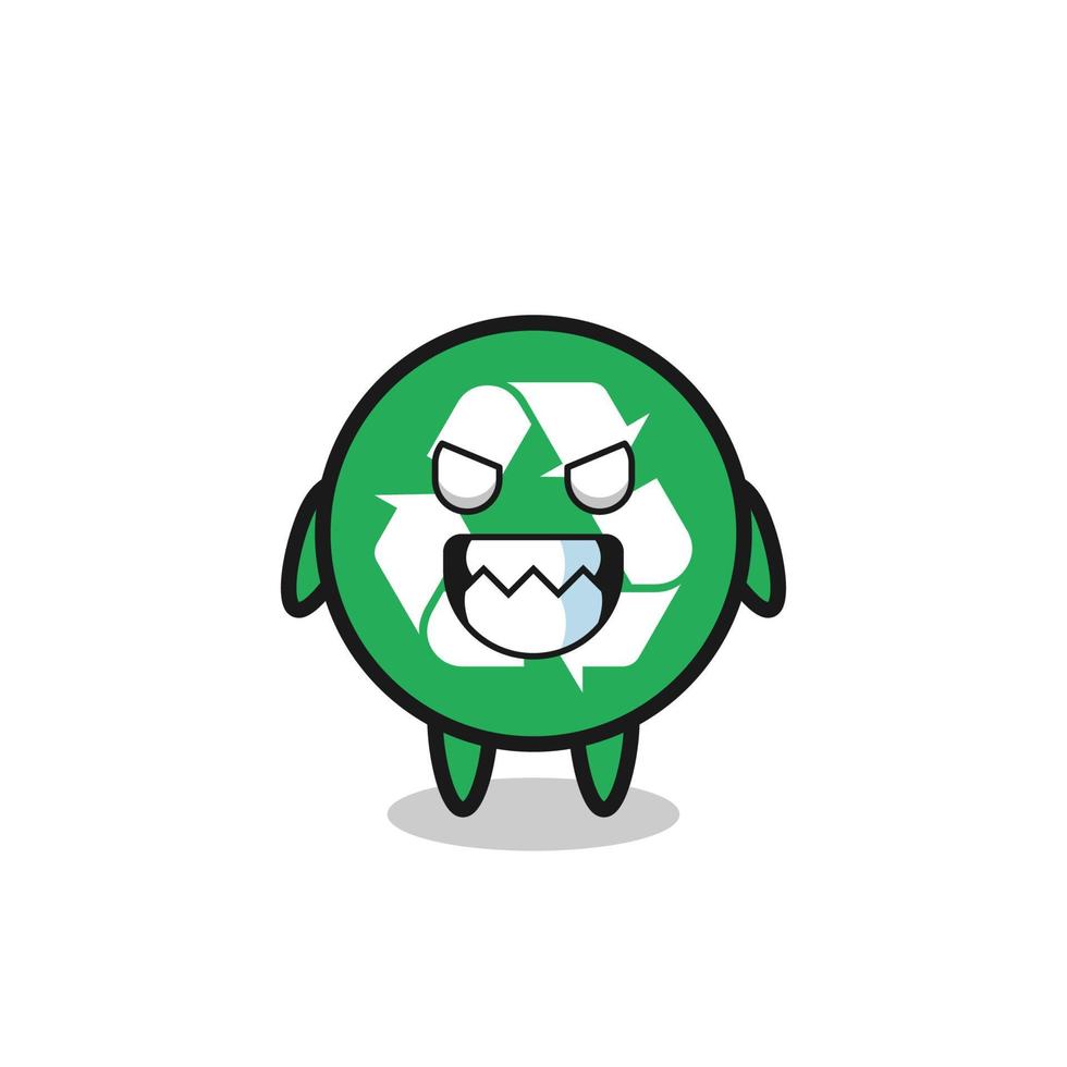evil expression of the recycling cute mascot character vector