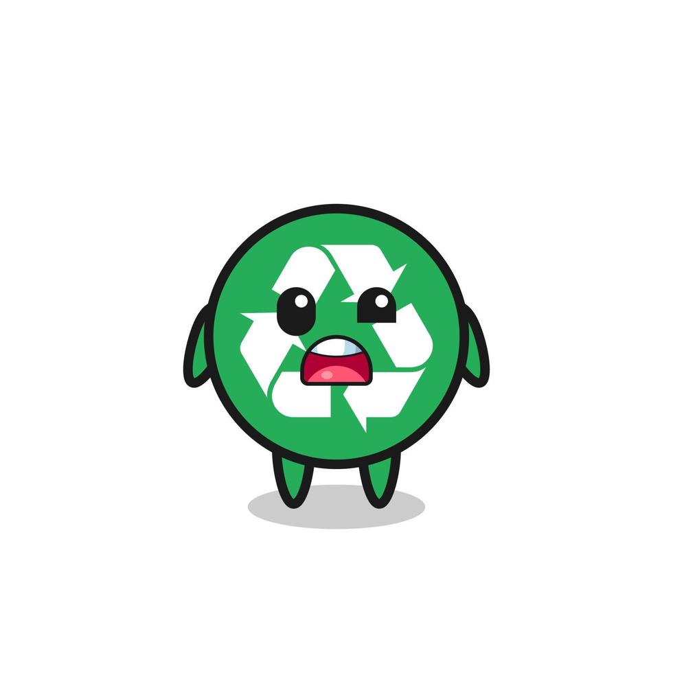 the shocked face of the cute recycling mascot vector