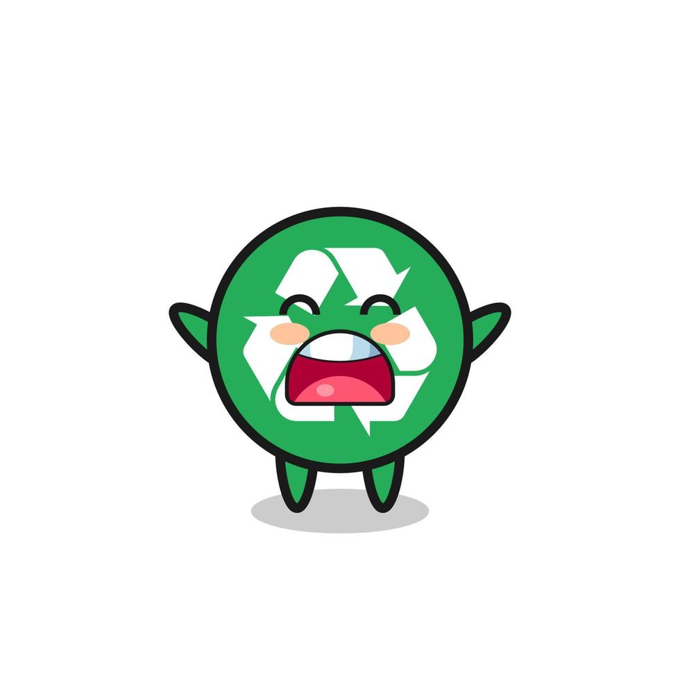 cute recycling mascot with a yawn expression vector