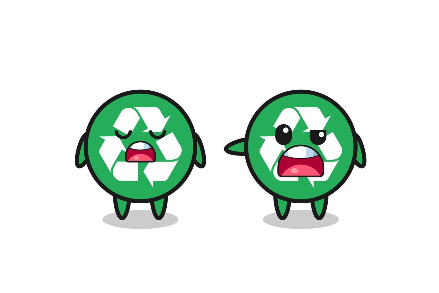 illustration of the argue between two cute recycling characters vector