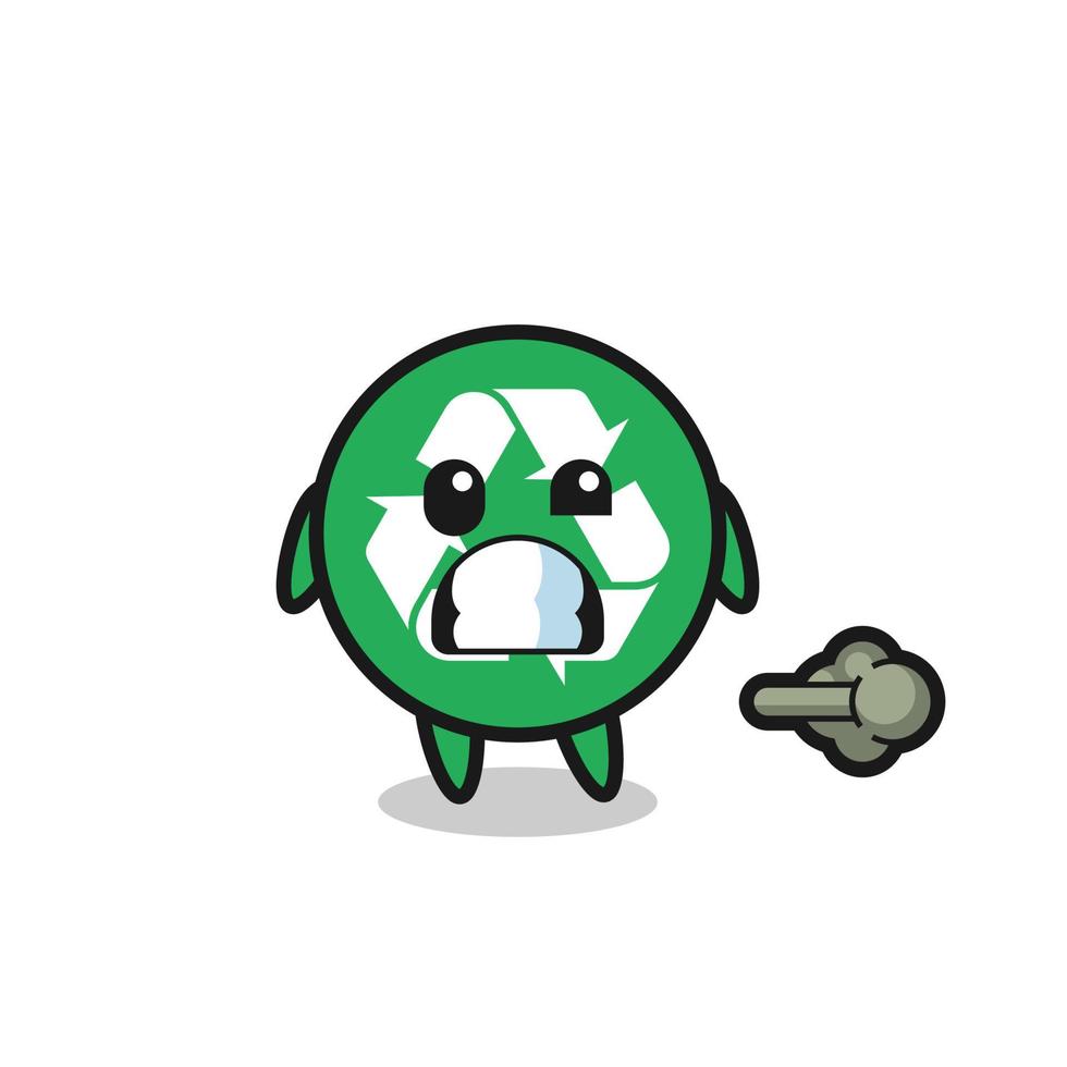 the illustration of the recycling cartoon doing fart vector