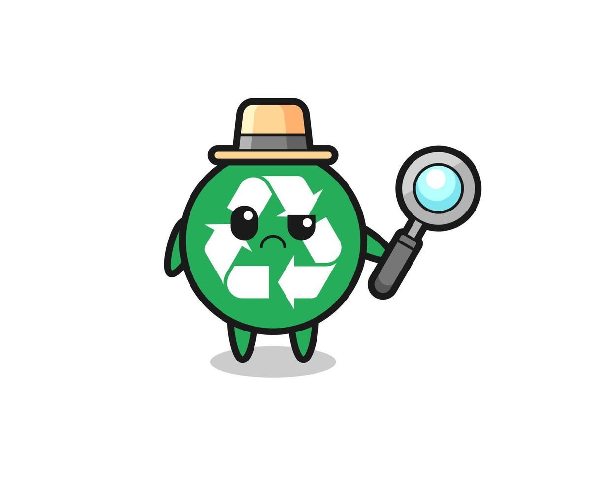 la mascota del lindo reciclaje como detective vector