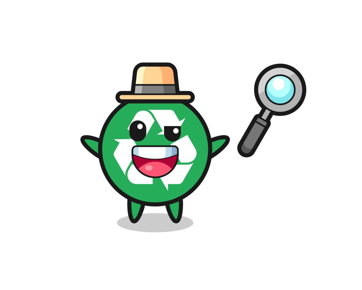 illustration of the recycling mascot as a detective who manages to solve a case vector