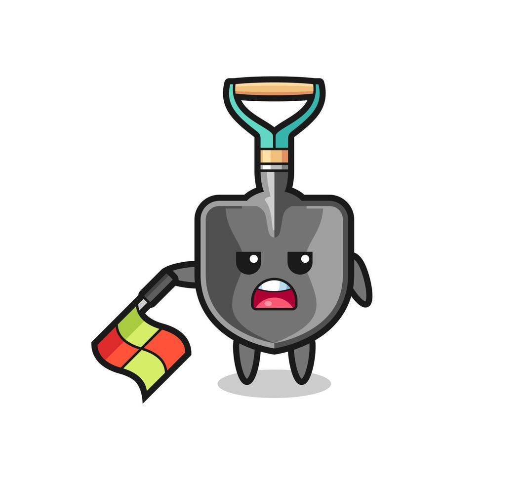 shovel character as line judge hold the flag down at a 45 degree angle vector