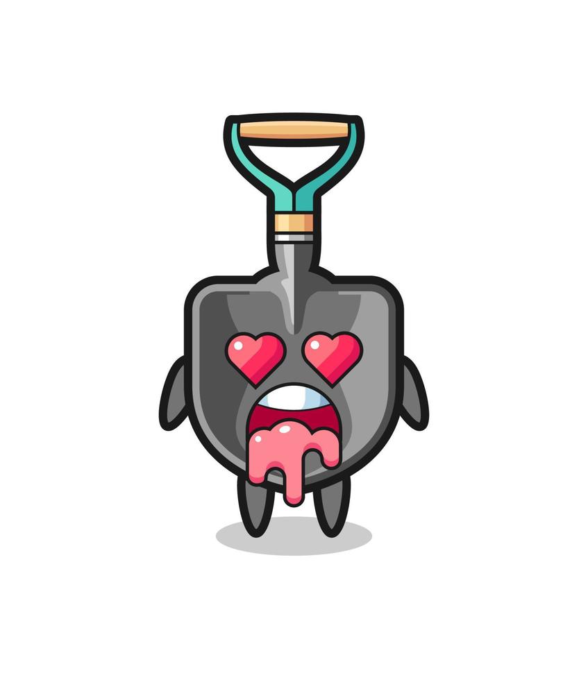 the falling in love expression of a cute shovel with heart shaped eyes vector