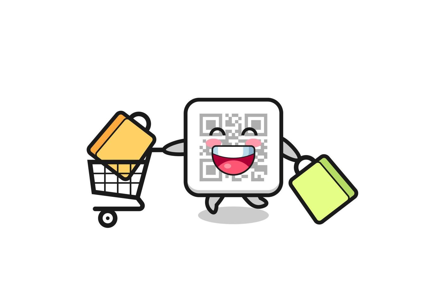 black Friday illustration with cute qr code mascot vector