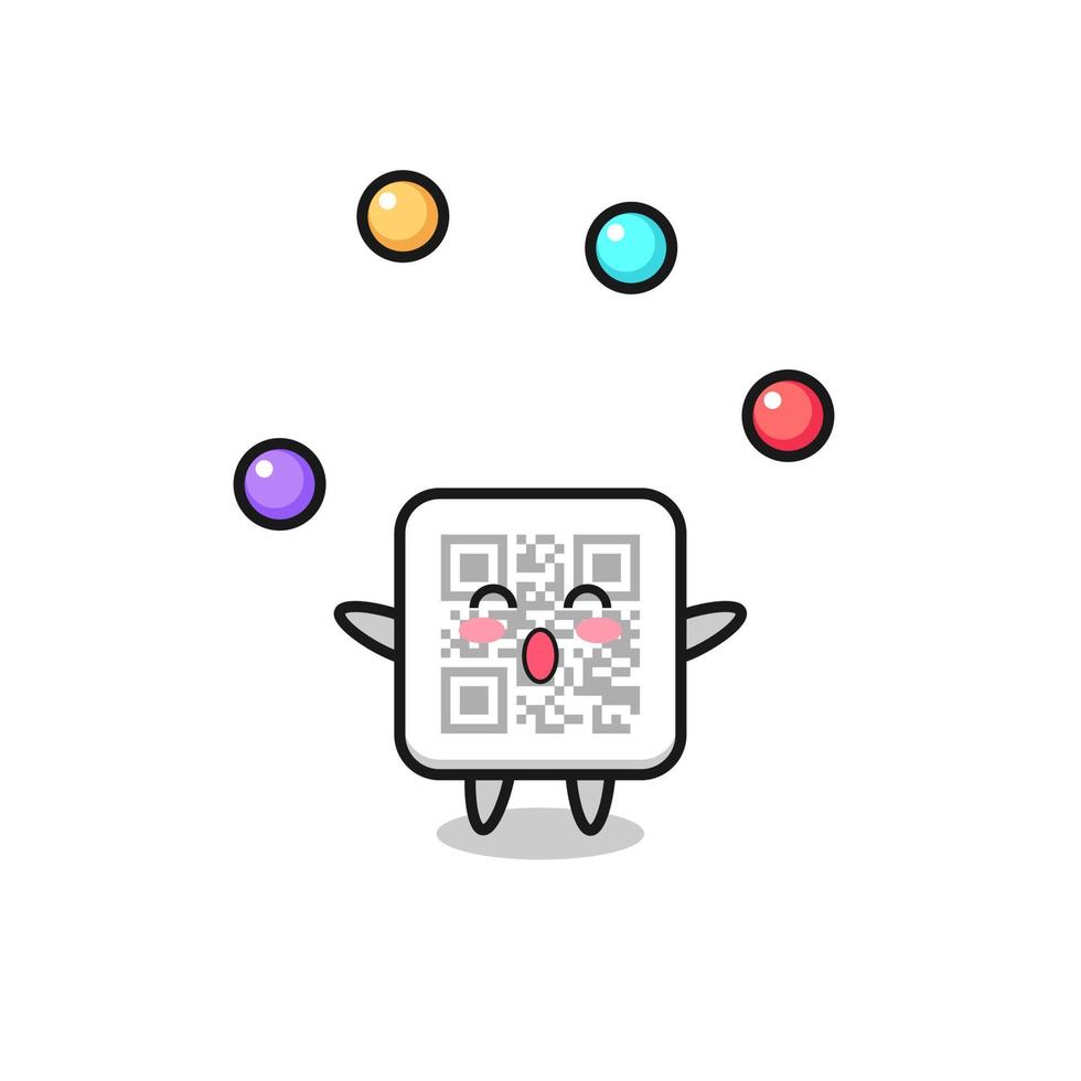 the qr code circus cartoon juggling a ball vector