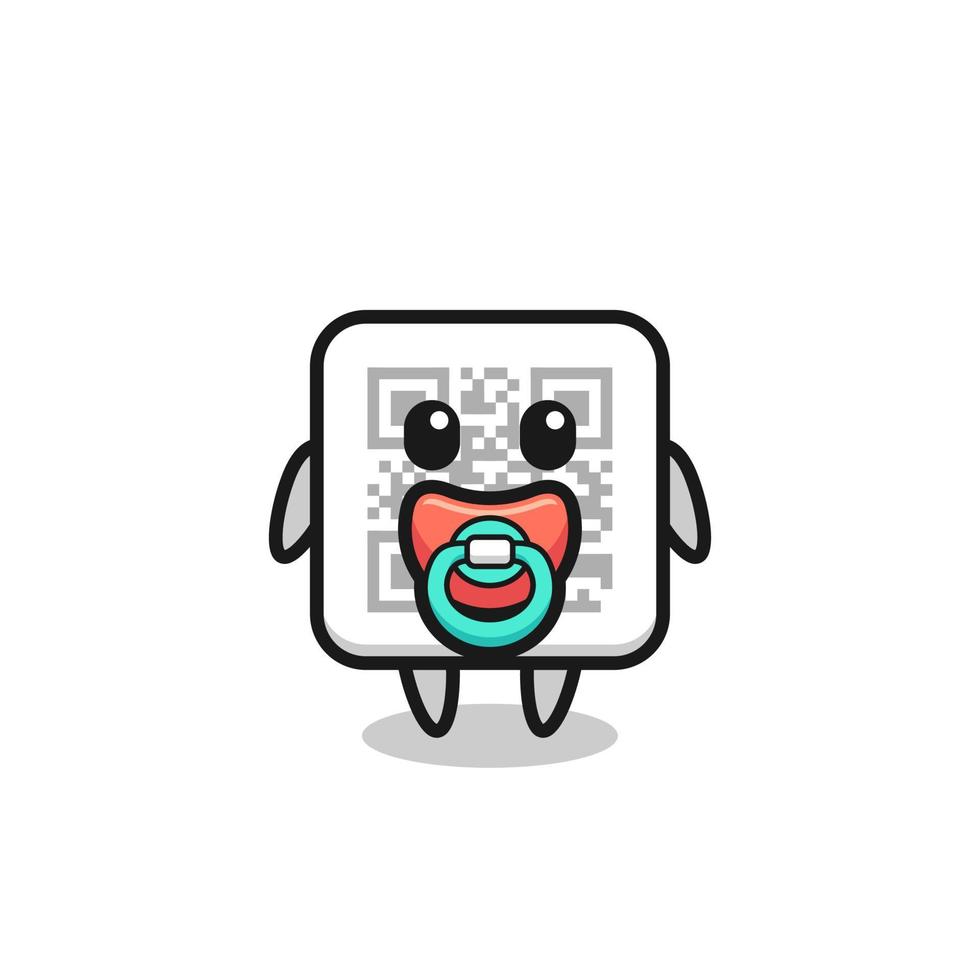 baby qr code cartoon character with pacifier vector