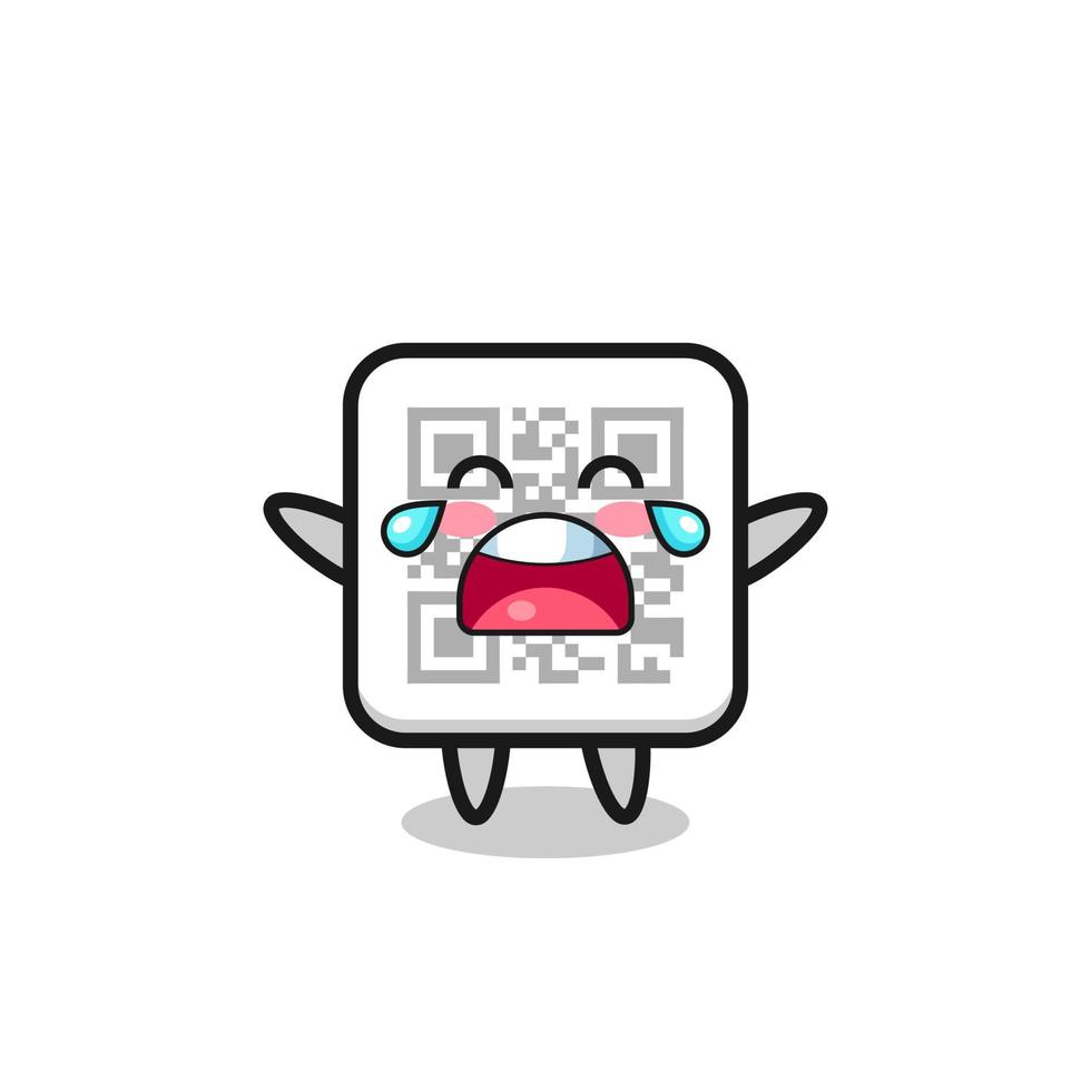 the illustration of crying qr code cute baby vector