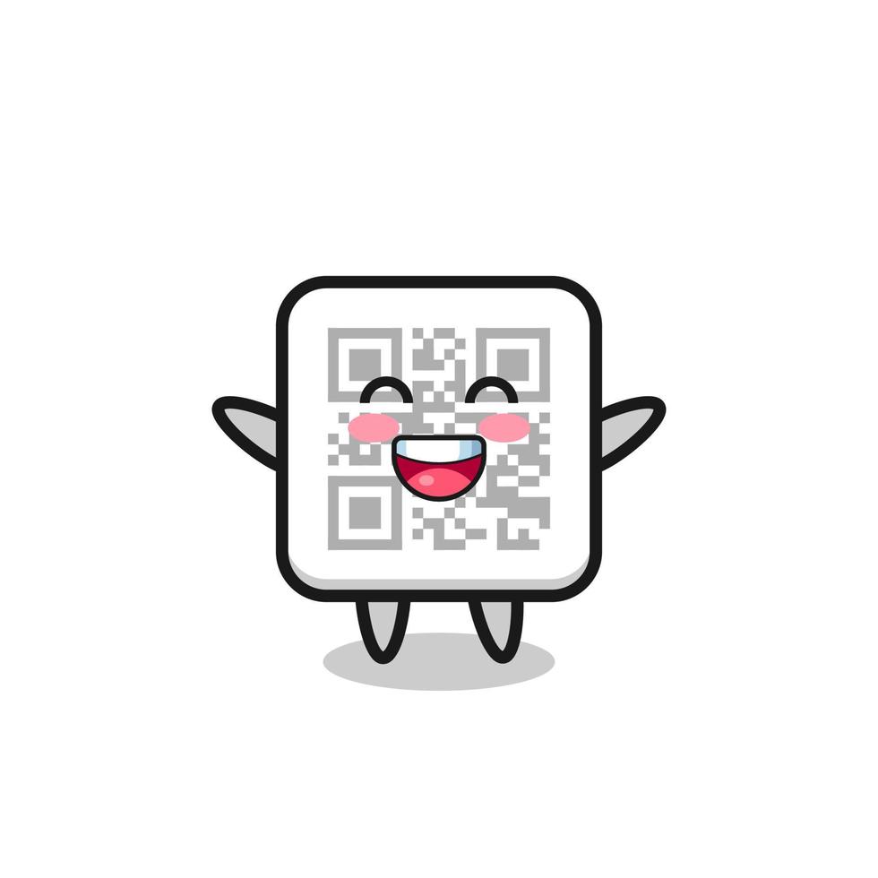 happy baby qr code cartoon character vector