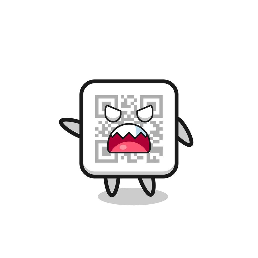 cute qr code cartoon in a very angry pose vector