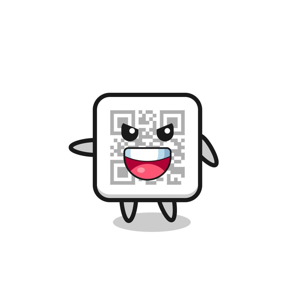 qr code cartoon with very excited pose vector